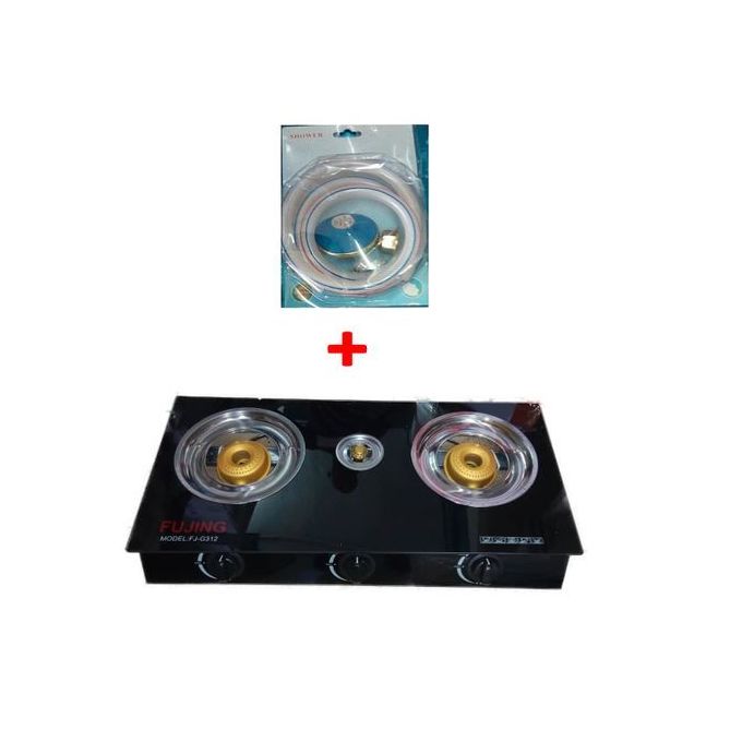 11111 Cuisinière - Gaz Vitrée - Allumage Automatique + Raccord Et Détenteur Offert - 3 Feux – Image 1