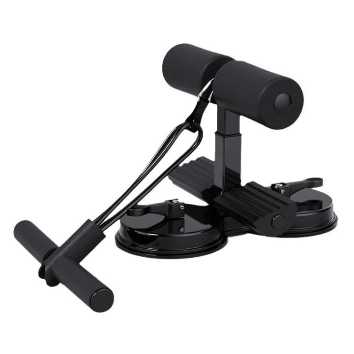 1779993743011 Portable push-up and workout trainer with foam-covered handles and two suction cups for floor stability.