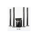 DJ-J5L five-piece home theater speaker system with a central subwoofer and four tall floor-standing speakers.1
