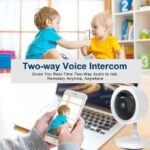 Banner for a two-way voice intercom showing kids, a smartphone displaying the intercom, and a camera on a stand nearby