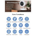 Smart security camera with core features icons: motion detection, infrared night vision, remote monitoring, two-way voice, email alerts, wireless, cloud services, plus 3MP HD and video playback.