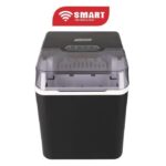 Compact portable washing machine with a transparent lid and control panel, black body, labeled Smart Technology above.