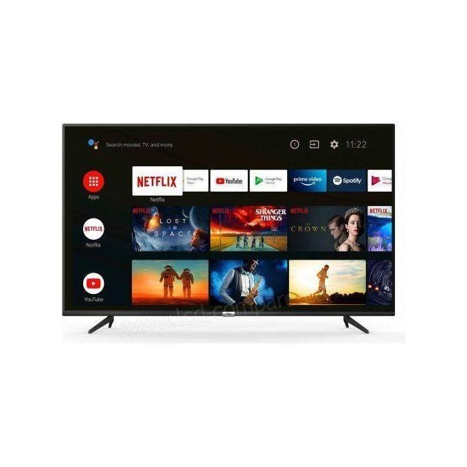 1 Flat-screen smart TV on a stand showing streaming apps and movie thumbnails.